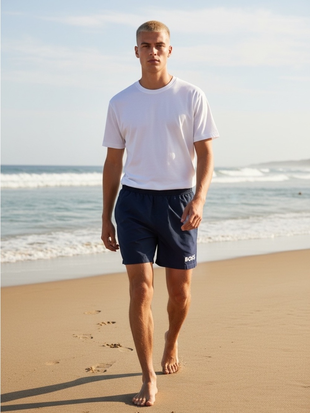 NWT Hugo Boss Dolphin Swim Shorts Mens Medium in Navy Blue